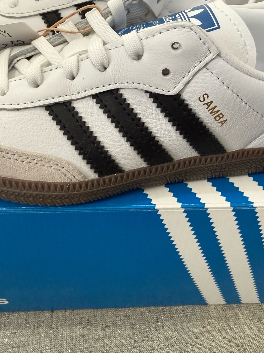 adidas Samba Kids Sneakers in White, Black & Brown - Picture 3 of 6